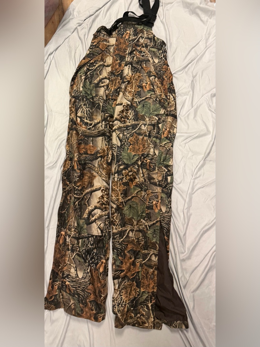 Cabela's Men's Woodland Camo Wide-Leg Bib Overalls